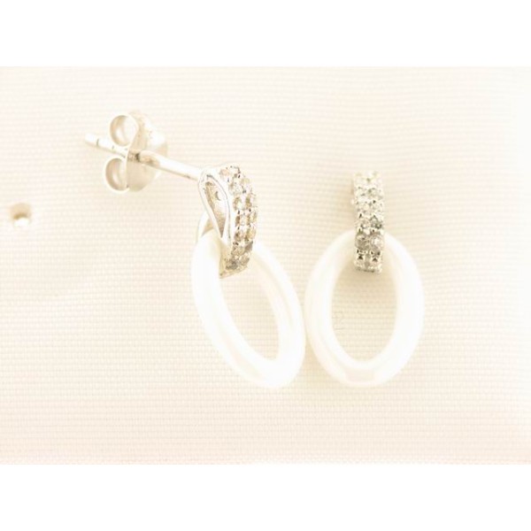 Lotus plata pendientes ceramica