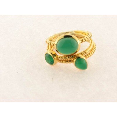 Anillo Plata Chapada Onix Verde
