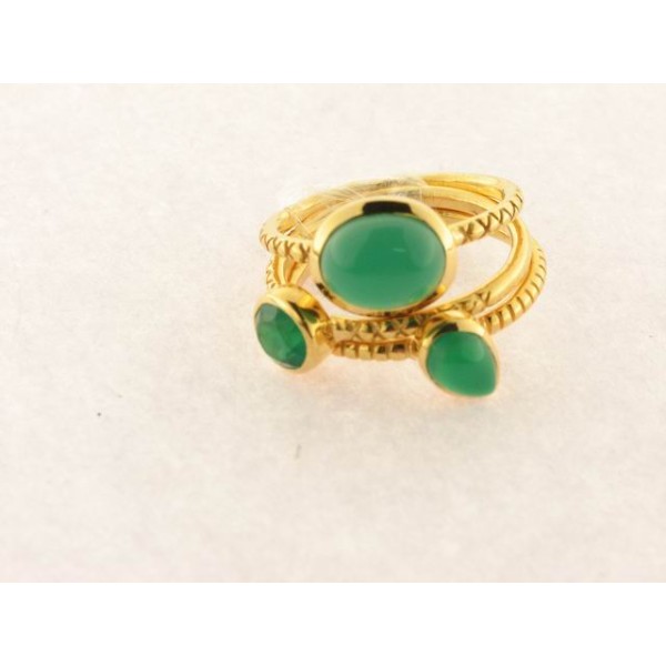 Anillo Plata Chapada Onix Verde