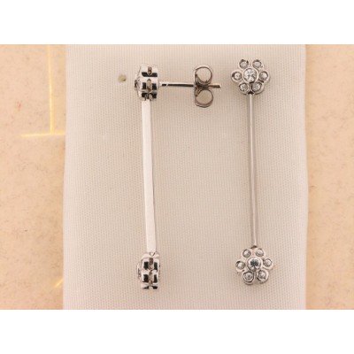 Pendientes Oro Blanco Piedras