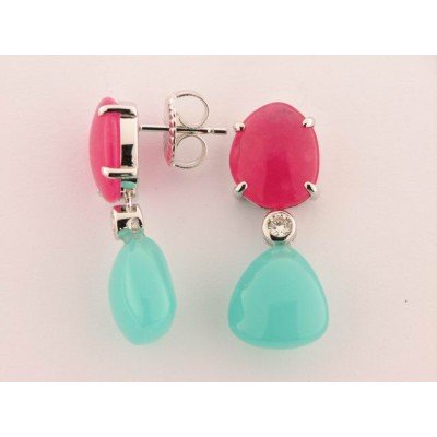 Camaleoni Pendientes Plata Piedras Color
