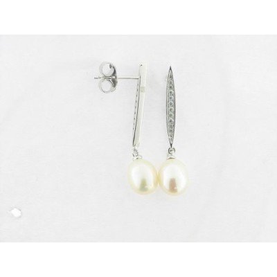 Linea argent pendientes plata perla piedra