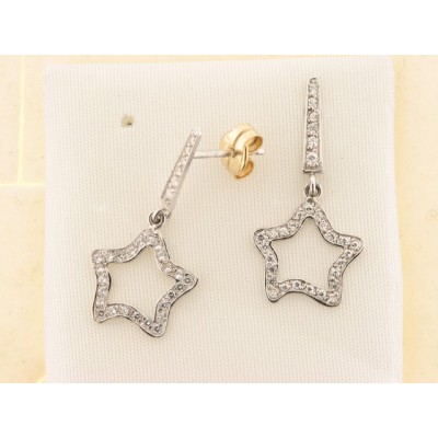 Pendientes Oro Blanco Piedras