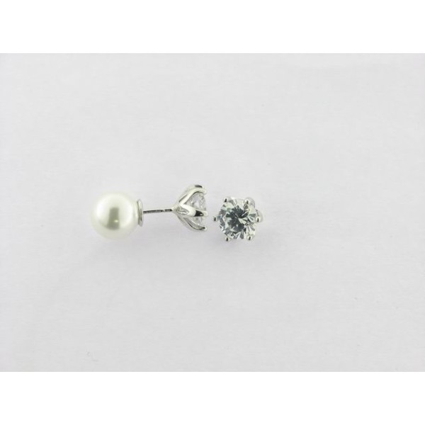 Lotus pendientes plata perla