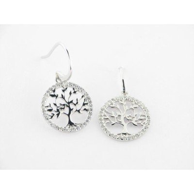 Lotus Pendientes Plata Circonitas