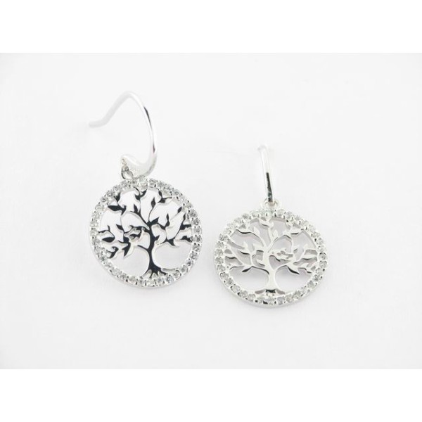 Lotus Pendientes Plata Circonitas