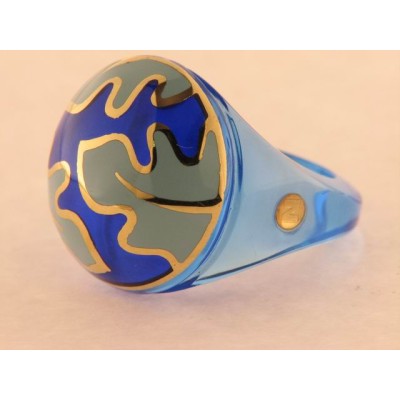 Sortija Resina Azul Oro