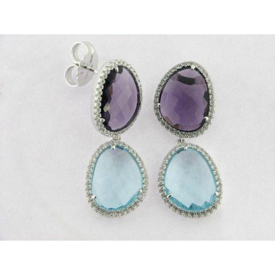 Camaleoni Pendientes Plata Piedras