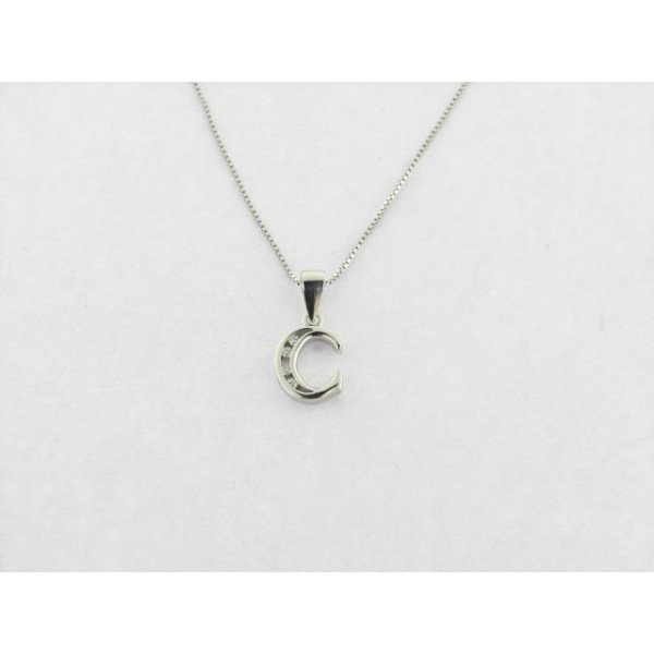 Colgante Letra C Plata Piedras