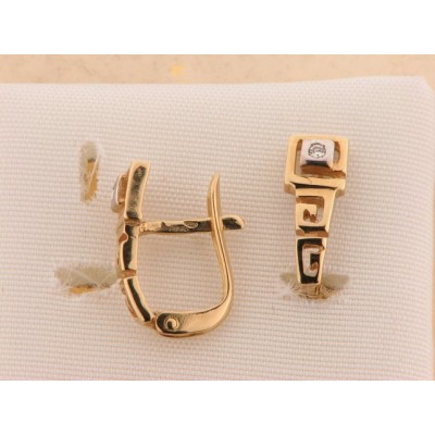 Pendientes Oro Bicolor Piedras