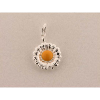 Charm Flor Plata Esmalte Amarillo