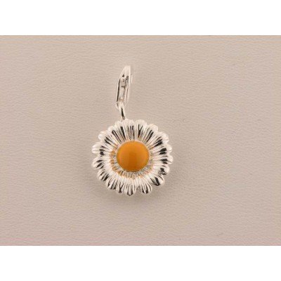 Charm Flor Plata Esmalte Amarillo