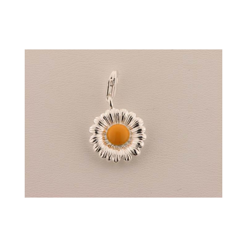 Charm Flor Plata Esmalte Amarillo