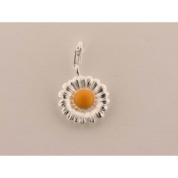 Charm Flor Plata Esmalte Amarillo