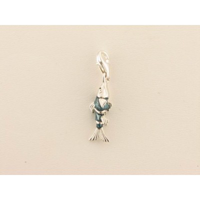Charm Pez Plata Esmalte Azul