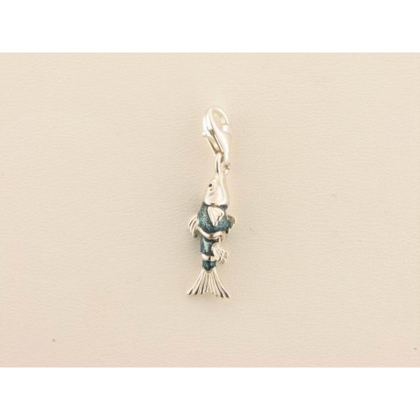 Charm Pez Plata Esmalte Azul