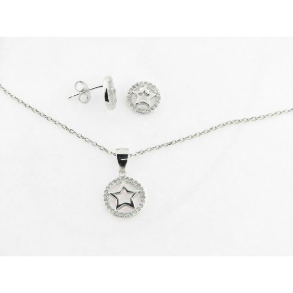 Juego Pendientes-Colgante Plata