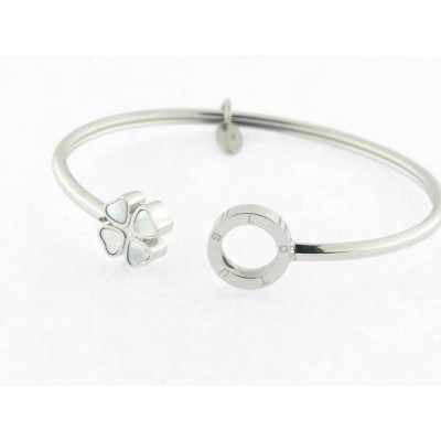 Lotus Pulsera Aro Acero Trebol Nacar