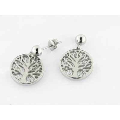 Lotus Pendientes Acero Arbol