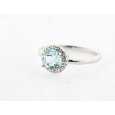 Naiomy Sortija Plata Piedra Azul Zirconitas