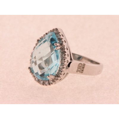 Sortija Oro Blanco Diamantes Piedra