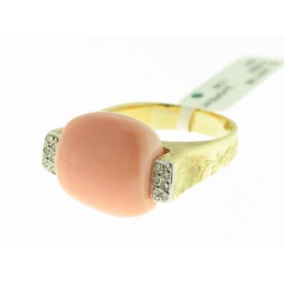 Sortija Oro Bicolor Diamantes Coral