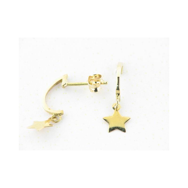 Pendientes Aro Oro Colgar Estrella