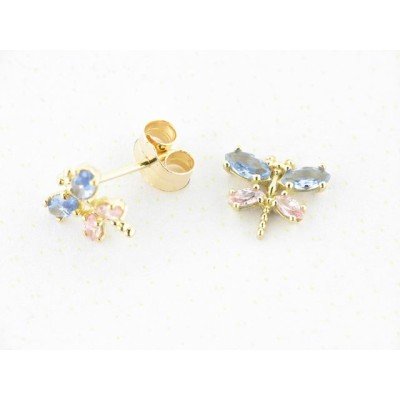 Pendientes Oro Piedras Mariposa