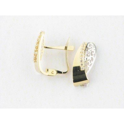 Pendientes Oro Bicolor Piedras