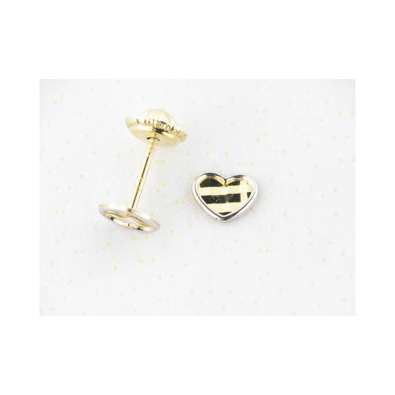 Pendientes Oro Bicolor Corazon