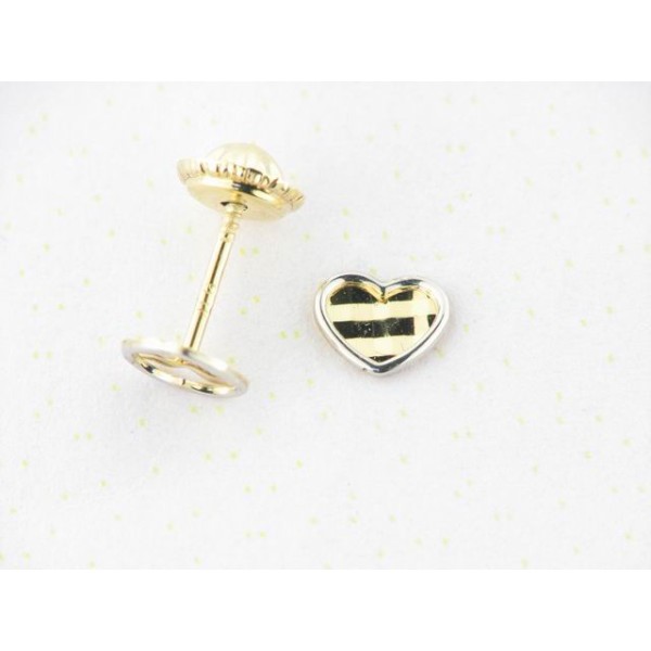 Pendientes Oro Bicolor Corazon