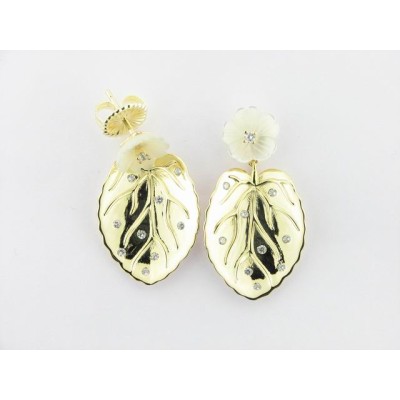 Luxenter pendientes plata chapada madreperla circonita