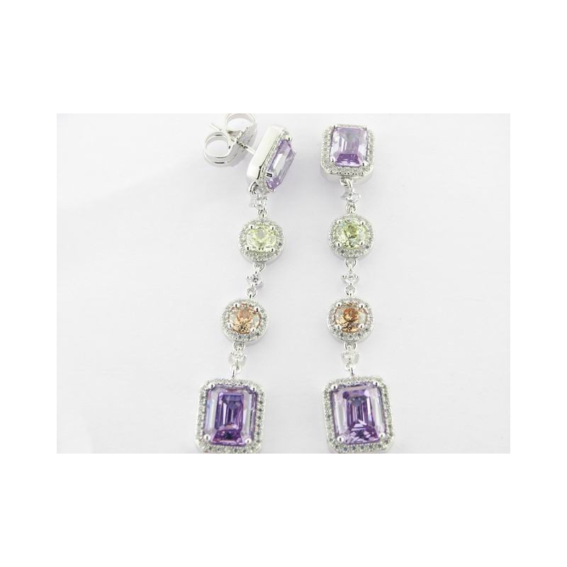 Camaleoni Pendientes Plata Piedras Color