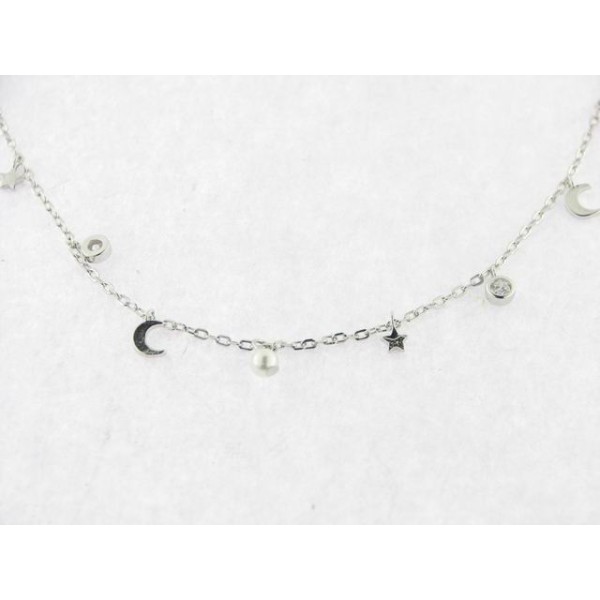 Lineargent gargantilla plata perlas circonitas