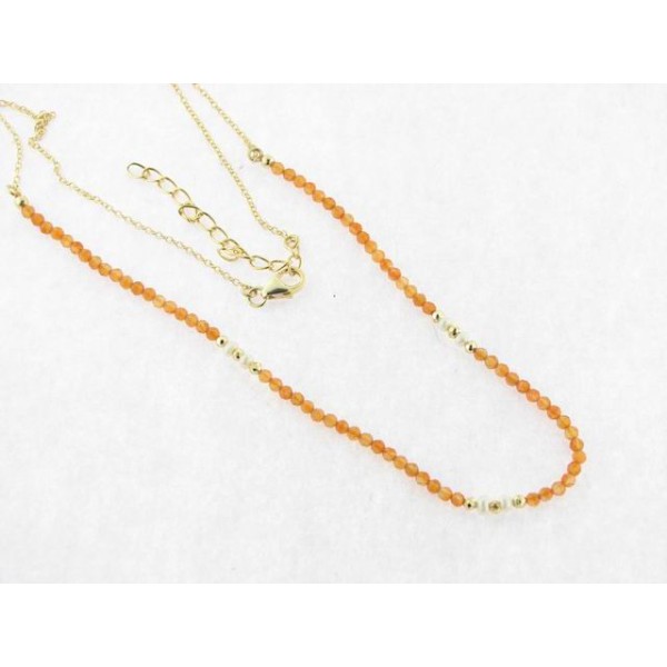 Gargantilla plata chapada piedra naranja