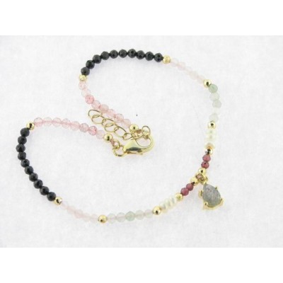 Lineargent pulsera plata chapada piedras rosas