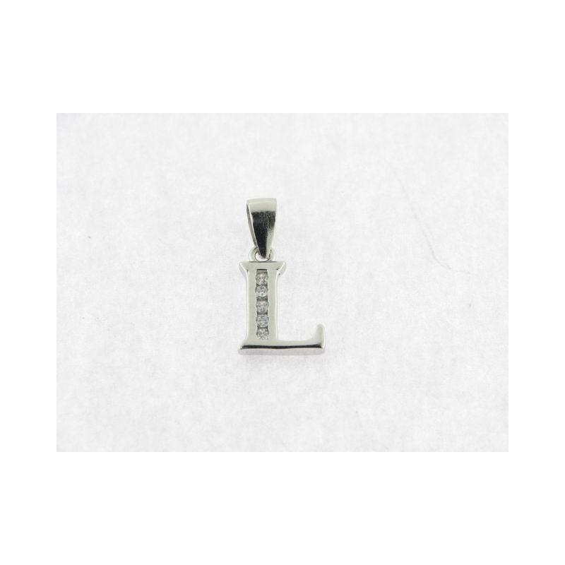 Colgante plata inicial l con piedras