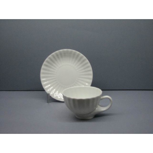Taza te c/plato blanco conchas