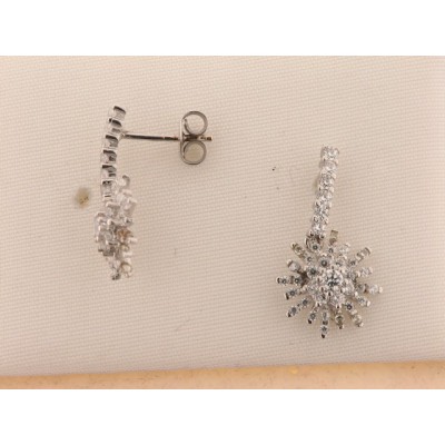 Pendientes Oro Blanco Piedras