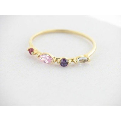 Sortija Oro Piedras Color