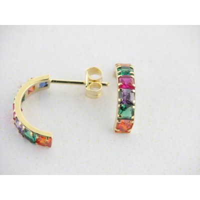 Pendientes Aro Oro Piedras Color