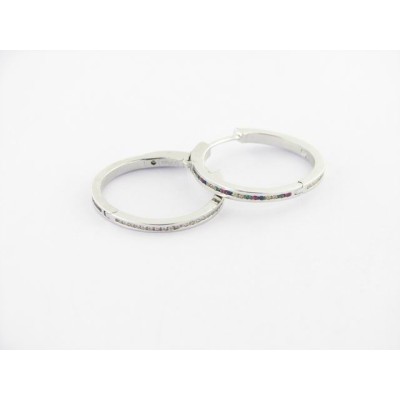Pendientes aro plata circonitas