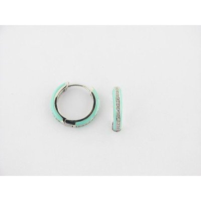 Pendientes aro plata esmalte circonitas