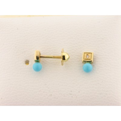 Pendientes Oro Diamantes Turquesa