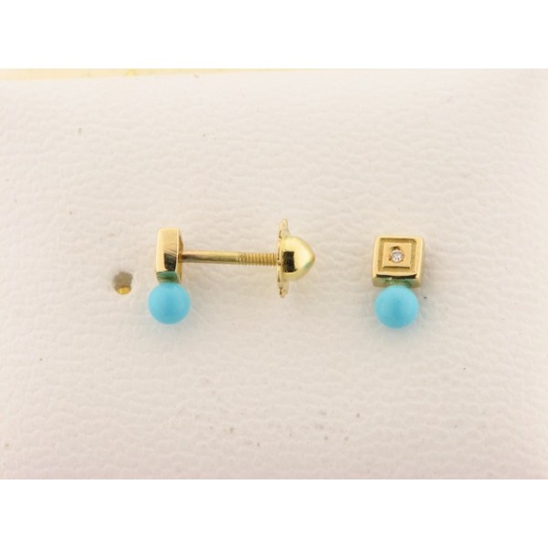 Pendientes Oro Diamantes Turquesa