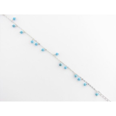 Tobillera en plata piedras azul
