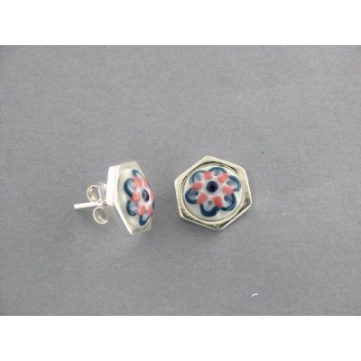 Pendientes  Nº 1  Hexagonal pequeño plata