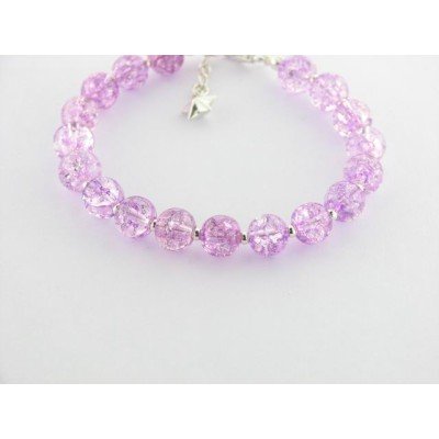 Pulsera plata bolas rosas