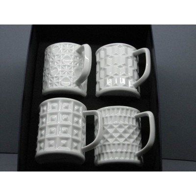 Sargamug pequeño Relieve Blanco Pack 4