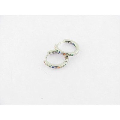 Pendientes aro plata circonitas